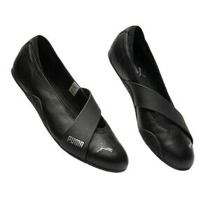 Archival Puma Speed Cat Leather Ballet Flats - Black/Silver